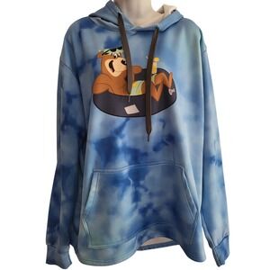 Yogi Bear Hoodie Pullover Long Sleeve Relaxed Fit Graphic‎ Sweatshirt Adult L